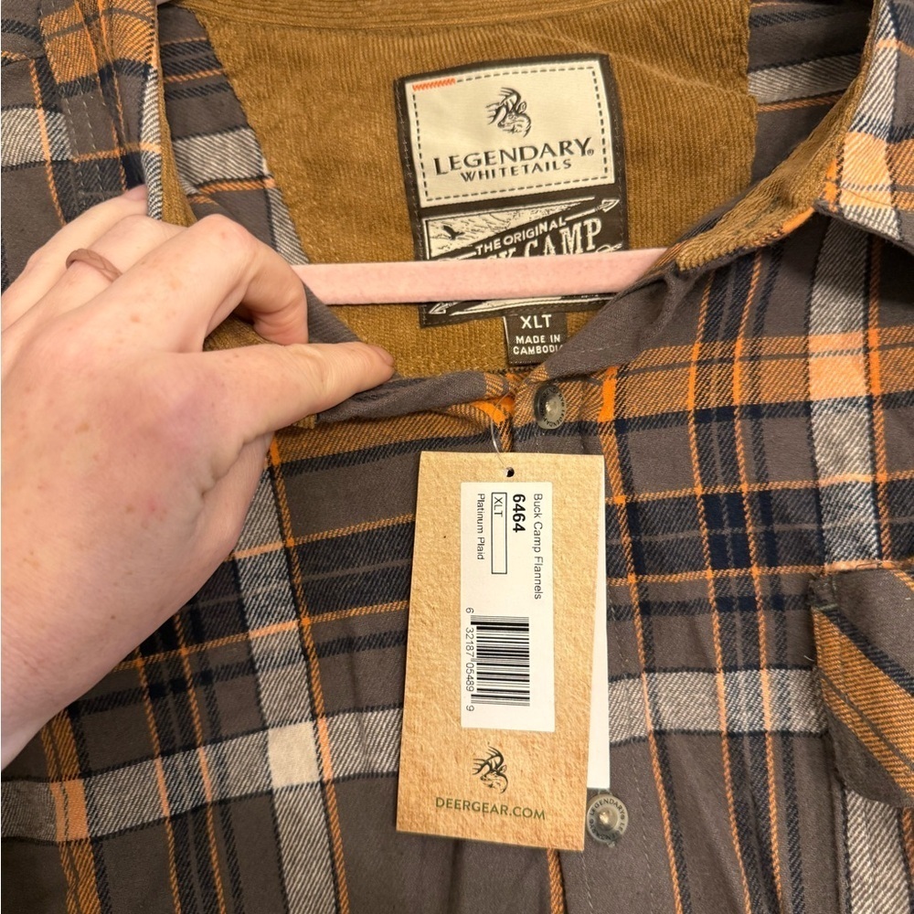 Legendary Whitetails Plaid Shirt in Gray and Orange XLT - Picture 3 of 4